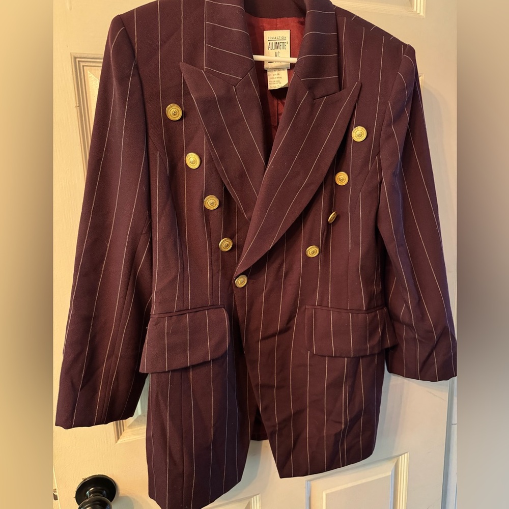 Collect Allumette A.C Paris Vintage Blazer, Made-Italy Plum W/ Gold Buttons L-XL